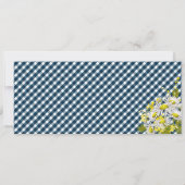 Daisy Picnic Navy Gingham Check Baby shower Kaart (Achterkant)