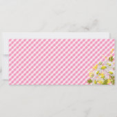 Daisy Picnic Pink Gingham Check Baby shower Kaart (Achterkant)