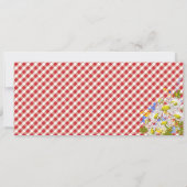 Daisy Picnic Red Gingham Check Baby shower Kaart (Achterkant)