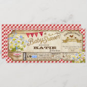 Daisy Picnic Red Gingham Check Baby shower Kaart (Voorkant / Achterkant)