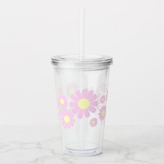 Daisy Pink Acryl Drinkbeker (Voorkant)