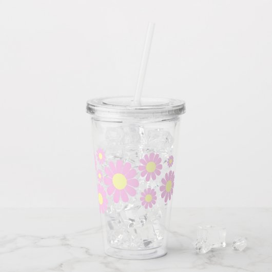Daisy Pink Acryl Drinkbeker (Achterkant ijs)