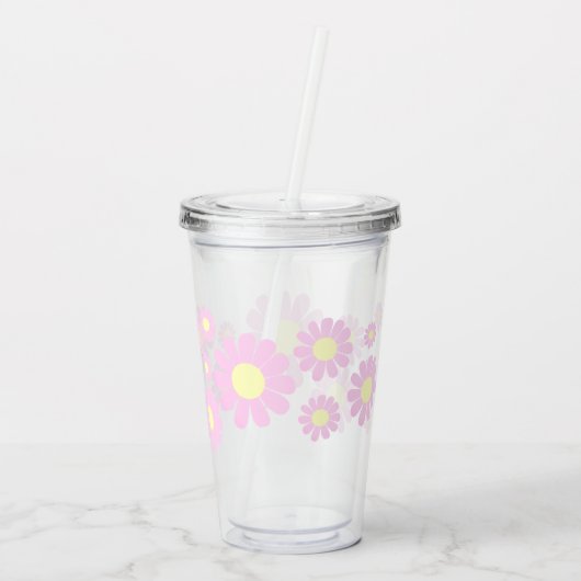 Daisy Pink Acryl Drinkbeker (Achterkant)