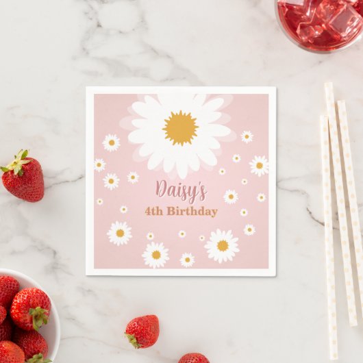 Daisy Pink Any Age Birthday  Servet (Insitu)