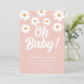 Daisy Pink Baby shower Kaart (Staand voorkant)