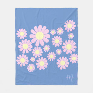 Daisy Pink Blue Fleece Deken