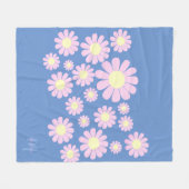 Daisy Pink Blue Fleece Deken (Voorkant (Horizontaal))