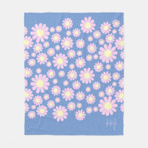 Daisy Pink Blue Fleece Deken