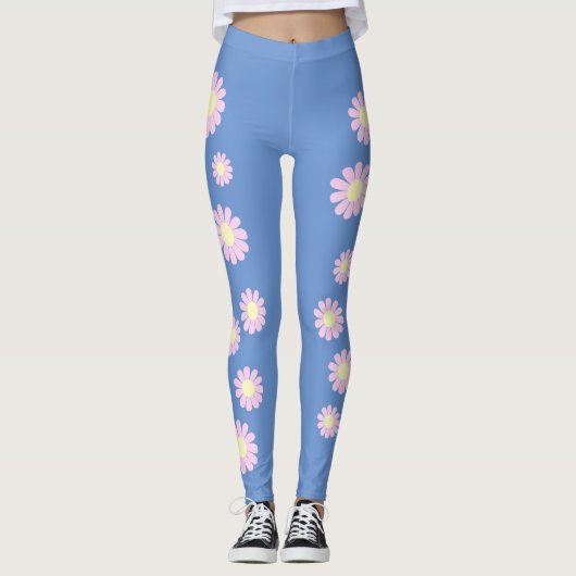 Daisy Pink Blue Leggings (Voorkant)