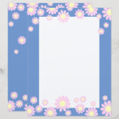 Daisy Pink Blue Stationery Papier (Voorkant / Achterkant)