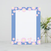 Daisy Pink Blue Stationery Papier (Staand voorkant)