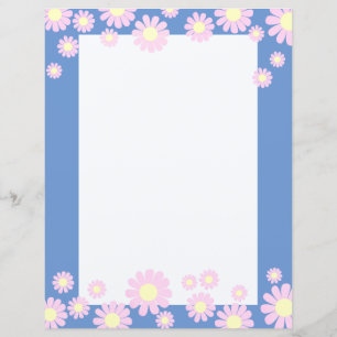 Daisy Pink Blue Stationery Papier