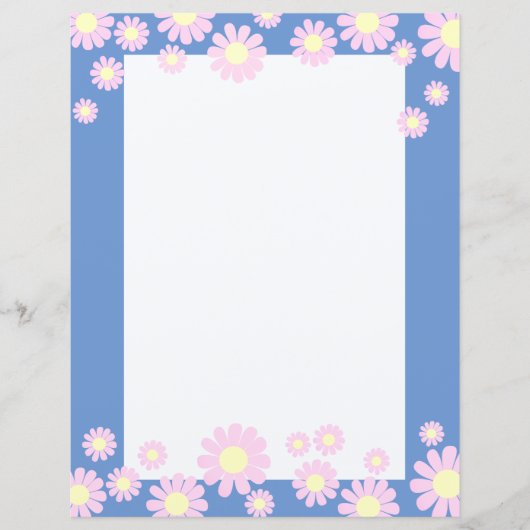 Daisy Pink Blue Stationery Papier (Voorkant)