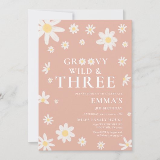 Daisy Pink Blush Kids Verjaardag Kaart (Voorkant)