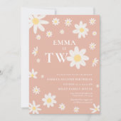 Daisy Pink Blush Tweede 2e Verjaardag Twee Kaart (Voorkant)