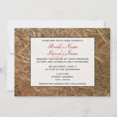 Daisy & Pink Bouquet & Hay - Country Barn Wedding Kaart (Achterkant)