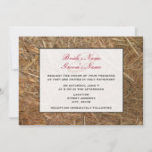 Daisy & Pink Bouquet & Hay Country Wedding Invite Kaart (Achterkant)