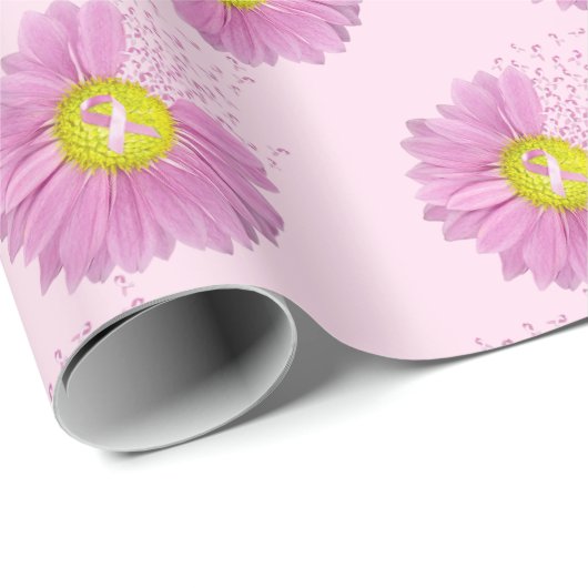 Daisy Pink Breast Cancer Survivor Ribbons Cadeaupapier (Rol Hoek)