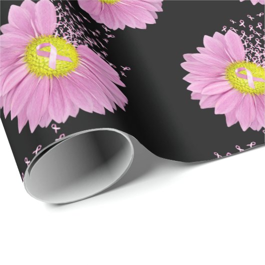 Daisy Pink Breast Cancer Survivor Ribbons Cadeaupapier (Rol Hoek)