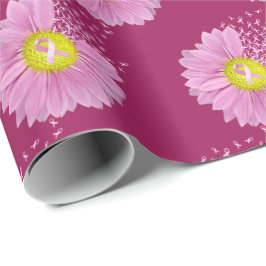 Daisy Pink Breast Cancer Survivor Ribbons Cadeaupapier