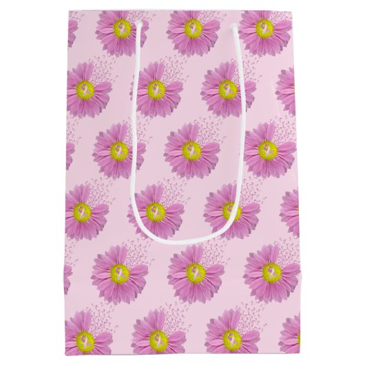 Daisy Pink Breast Cancer Survivor Ribbons Medium Cadeauzakje (Achterkant)