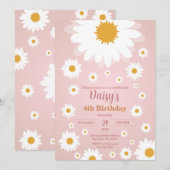 Daisy Pink Elke Leeftijd Verjaardag Uitnodiging (Voorkant / Achterkant)