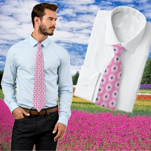 Daisy Pink Floral Stropdas