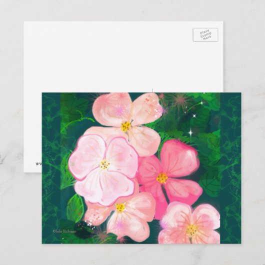 Daisy Pink Flower Briefkaart 2 (Voorkant / Achterkant)