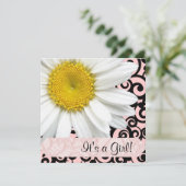 Daisy Pink Girl Baby shower Kaart (Staand voorkant)
