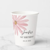 Daisy Pink Girl eerste verjaardagsfeestje Papieren Bekers (Voorkant)