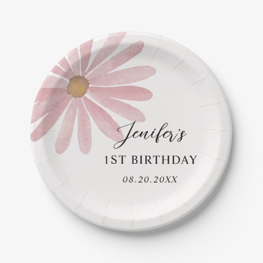Daisy Pink Girl eerste verjaardagsfeestje Papieren Bordje (Voorkant)