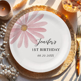 Daisy Pink Girl eerste verjaardagsfeestje Papieren Bordje