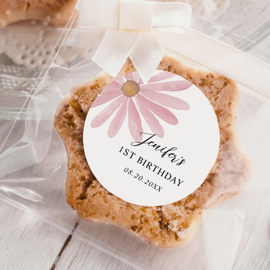 Daisy Pink Girl eerste verjaardagsfeestje Ronde Sticker