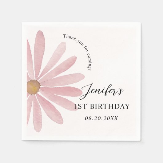 Daisy Pink Girl eerste verjaardagsfeestje Servet (Voorkant)