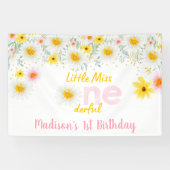 Daisy Pink Gold Little Miss Onederful Birthday Spandoek (Horizontaal)