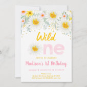 Daisy Pink Gold Wilde een eerste verjaardag Kaart (Voorkant)