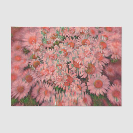 Daisy Pink Green Boho Hippie  Floral Art Tissuepapier (Voorkant)