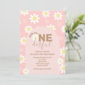 Daisy Pink Little Miss ONEderful Meisje 1e verjaar Kaart (Staand voorkant)