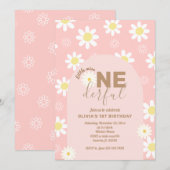 Daisy Pink Little Miss ONEderful Meisje 1e verjaar Kaart (Voorkant / Achterkant)