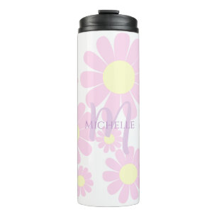 Daisy Pink Monogram Thermosbeker
