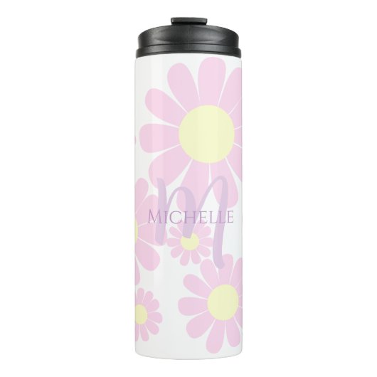 Daisy Pink Monogram Thermosbeker (Voorkant)
