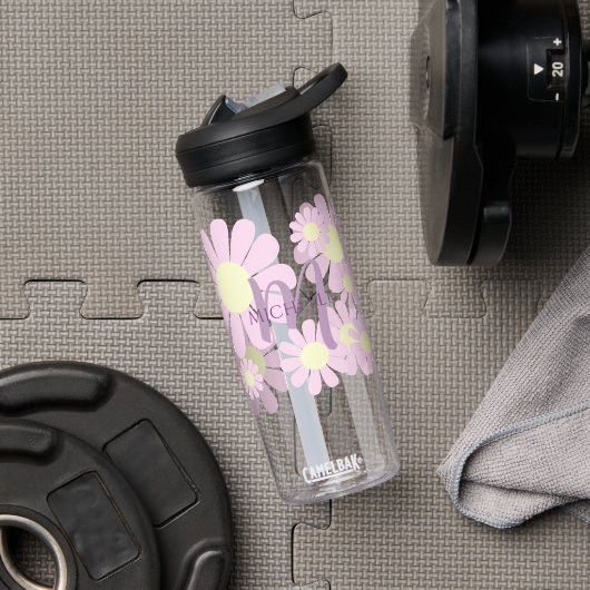 Daisy Pink Monogram Waterfles (Gym)