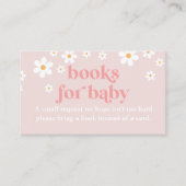 Daisy Pink Retro Baby shower Books for Baby Informatiekaartje (Voorkant)