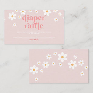 Daisy Pink Retro Baby shower Diaper Raffle Informatiekaartje