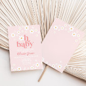 Daisy Pink Retro Baby shower Kaart