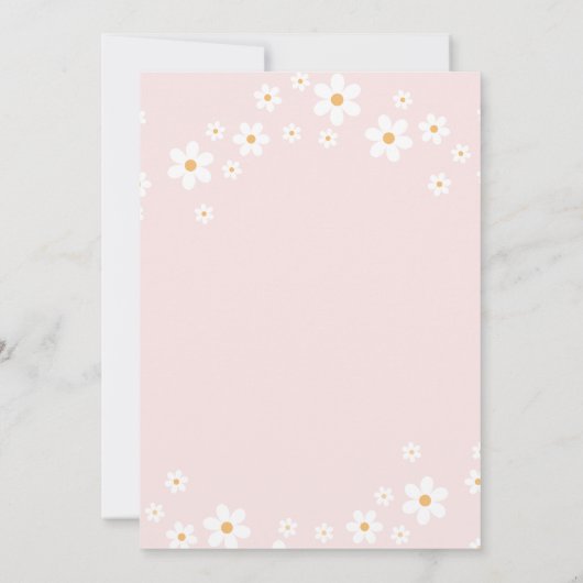 Daisy Pink Retro Groovy Baby shower Kaart (Achterkant)
