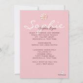 Daisy Pink Ribbon Religieuze Fotouitnodiging Kaart (Achterkant)