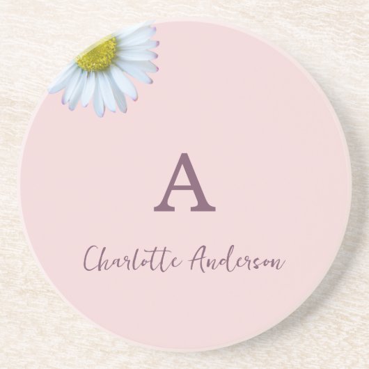 Daisy Pink Zandsteen Onderzetter (Voorkant)