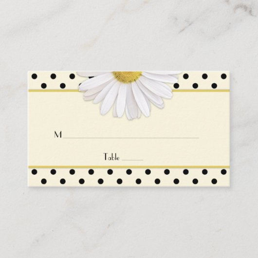 Daisy Polka Dots Wedding Place Cards Plaatskaartje (Voorkant)