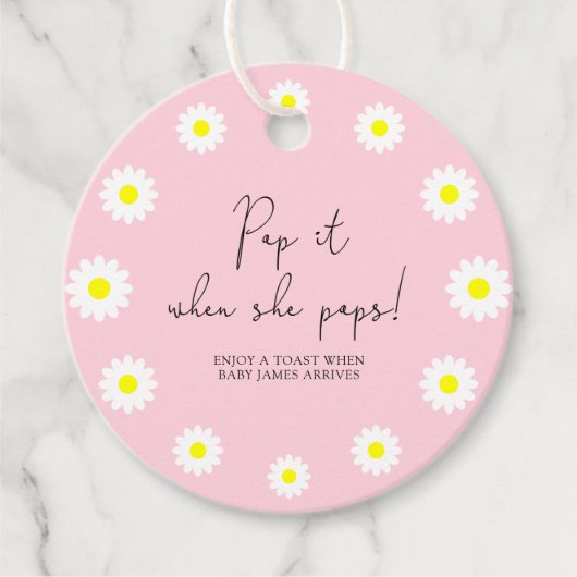 Daisy - Pop het als ze baby shower pop Bedankjes Labels (Voorkant)